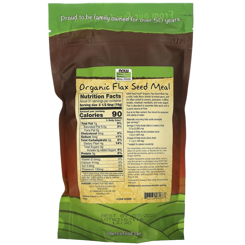 Real Food, Organic Flax Seed Meal, 12 oz (340 g)