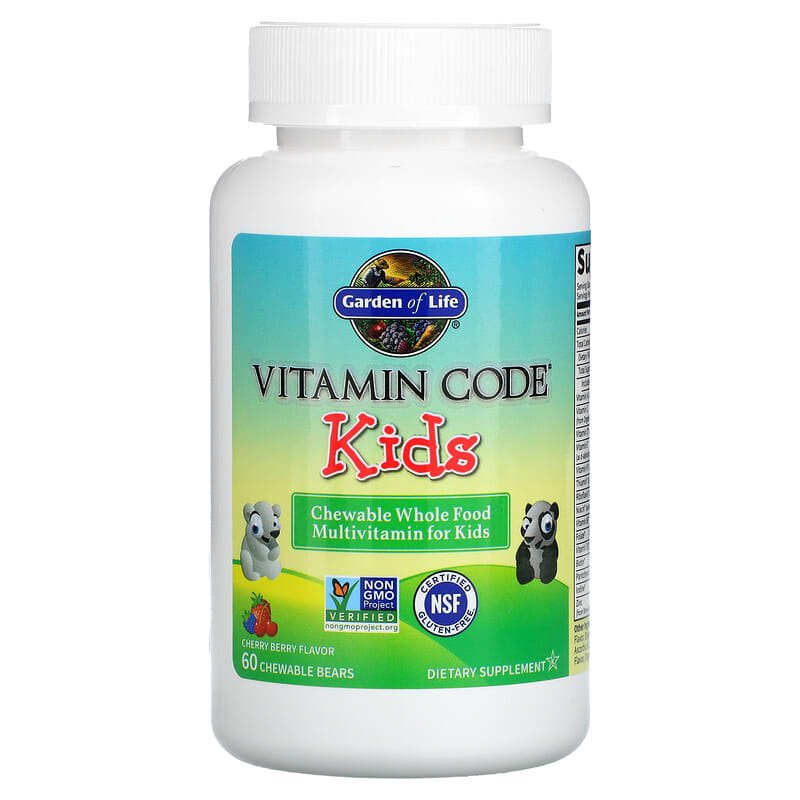 Vitamin Code Kids, Chewable Whole Food Multivitamin, Cherry Berry, 60 Chewable Bears