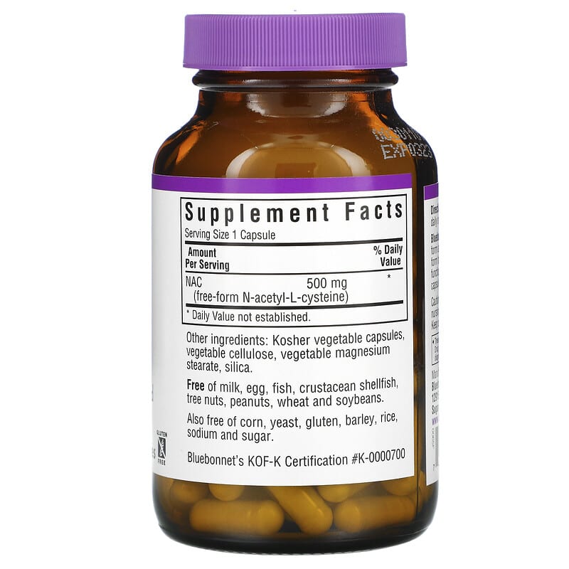 NAC (free-form N-acetyl-L-cystine), 500 mg, 90 Vcaps