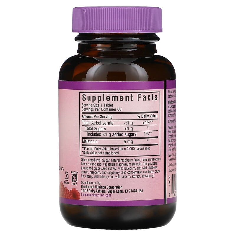 Earth Sweet Chewables, Melatonin, Raspberry, 5 mg, 60 Chewable Tablets