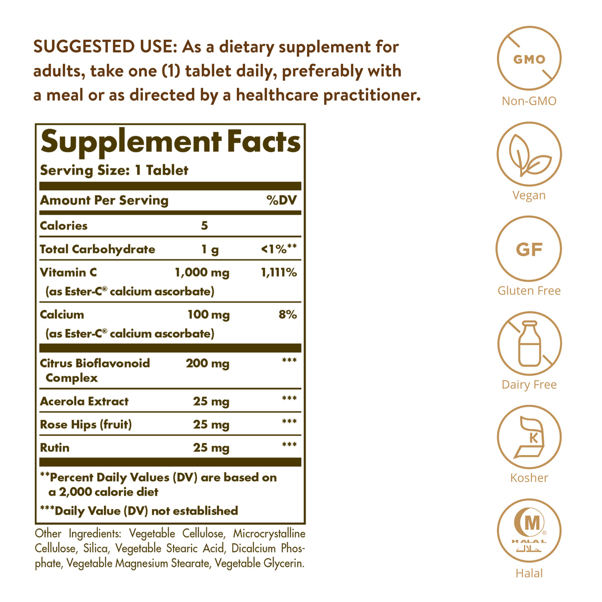 Ester-C® Plus 1000 mg Vitamin C Tablets (Ester-C® Ascorbate Complex), 180 ct