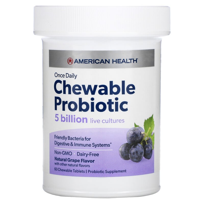 Once Daily Chewable Probiotic, Natural Grape , 5 Billion CFU, 60 Chewable Tablets