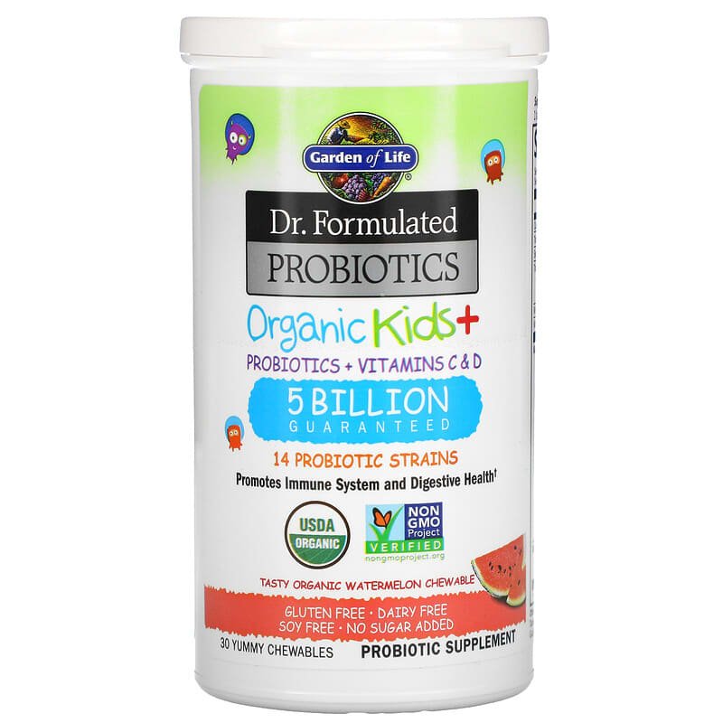Dr. Formulated Probiotics, Organic Kids +, Tasty Organic Watermelon, 30 Yummy Chewables