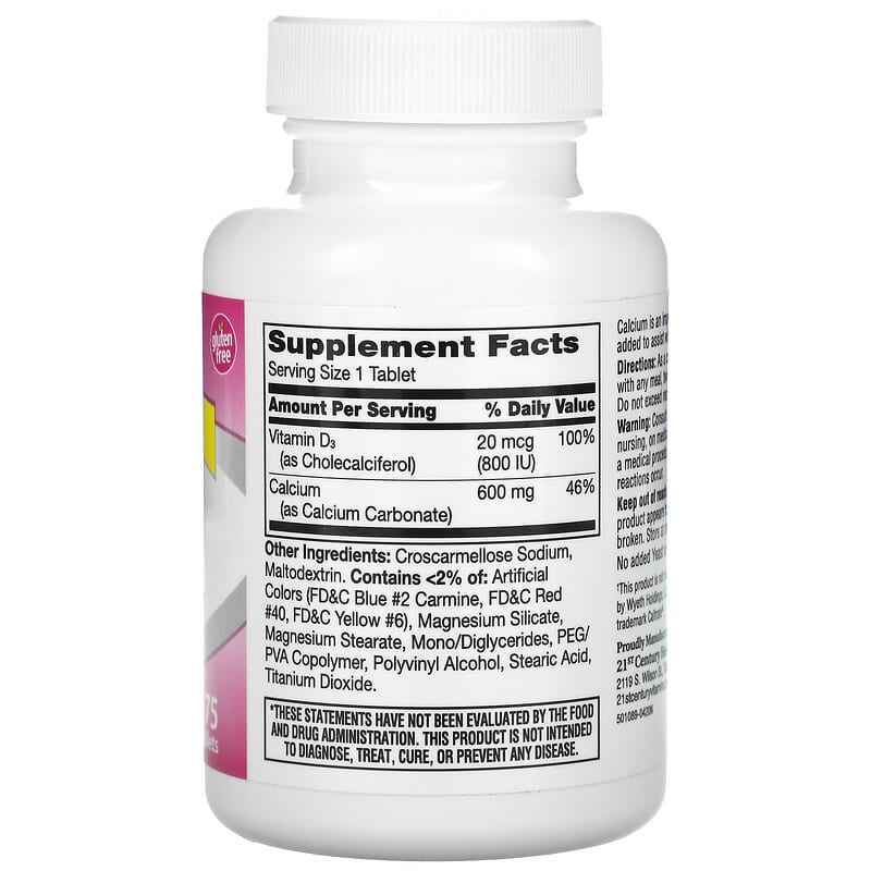 600+D3, Calcium & Vitamin D3 Supplement, 75 Tablets