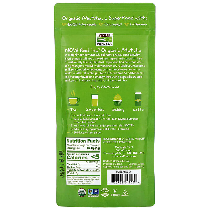 Real Tea, Organic Matcha Green Tea Powder, 3 oz (85 g)