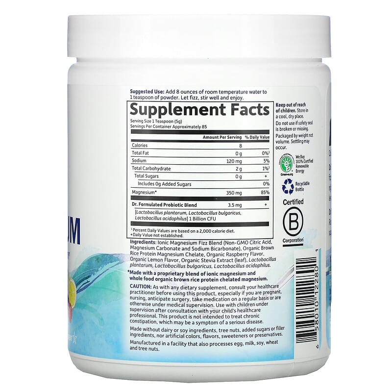 Dr. Formulated, Whole Food Magnesium Powder, Raspberry Lemon, 14.9 oz (421.5 g)
