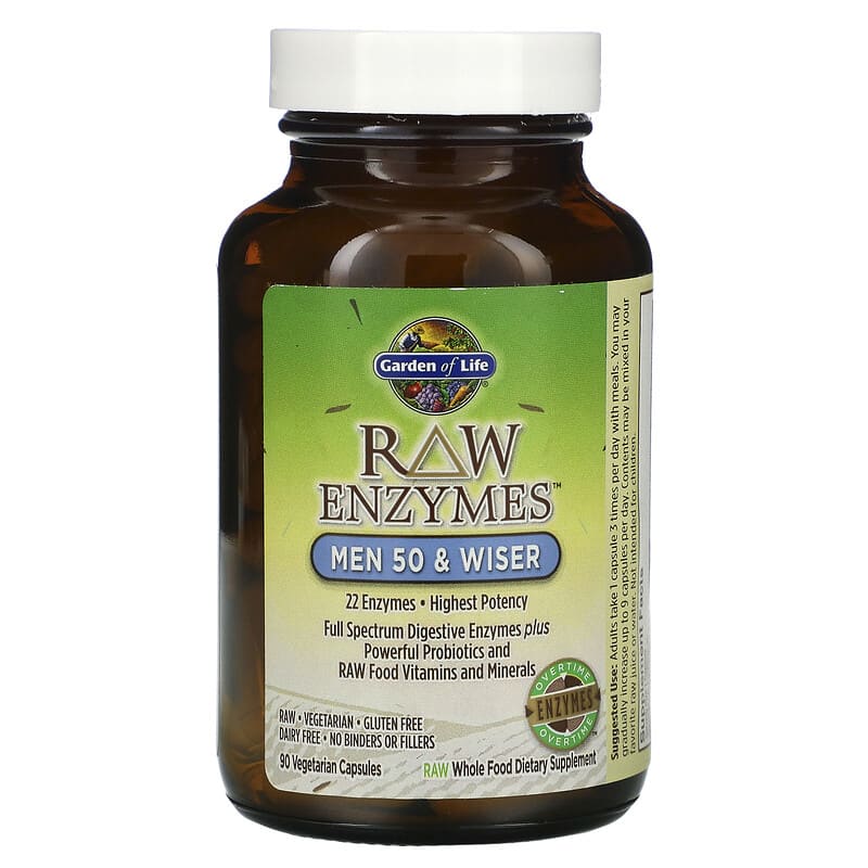 RAW Enzymes, Men 50 & Wiser, 90 Vegetarian Capsules