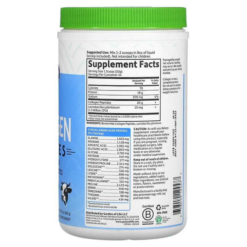 Grass Fed Collagen Peptides, Unflavored, 9.87 oz (280 g)