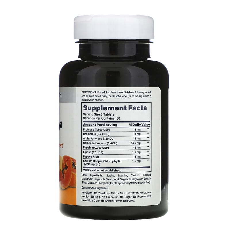 Super Papaya Enzyme Plus, 180 Chewable Tablets