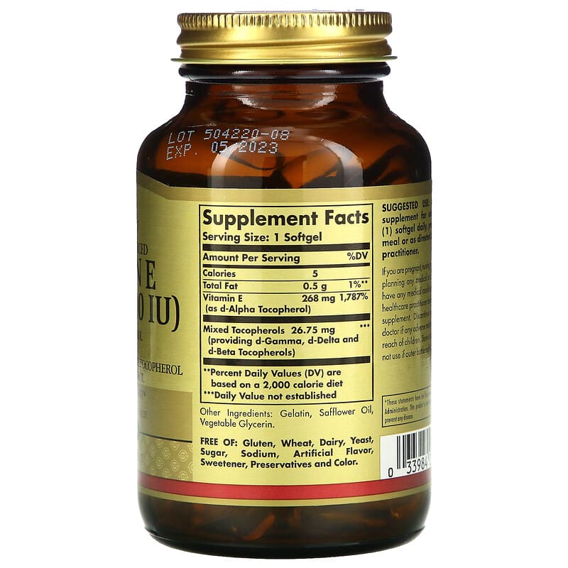 Naturally Sourced Vitamin E, 268 mg (400 IU), 100 Softgels