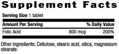 Folic Acid 800 mcg, 100 Tablets