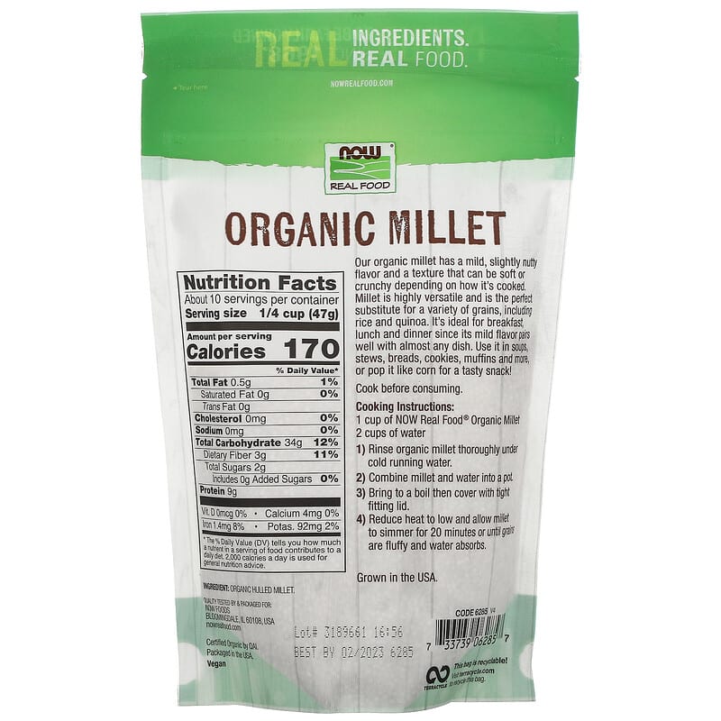 Organic Millet Whole Grain, Gluten Free, 16 oz (454 g)