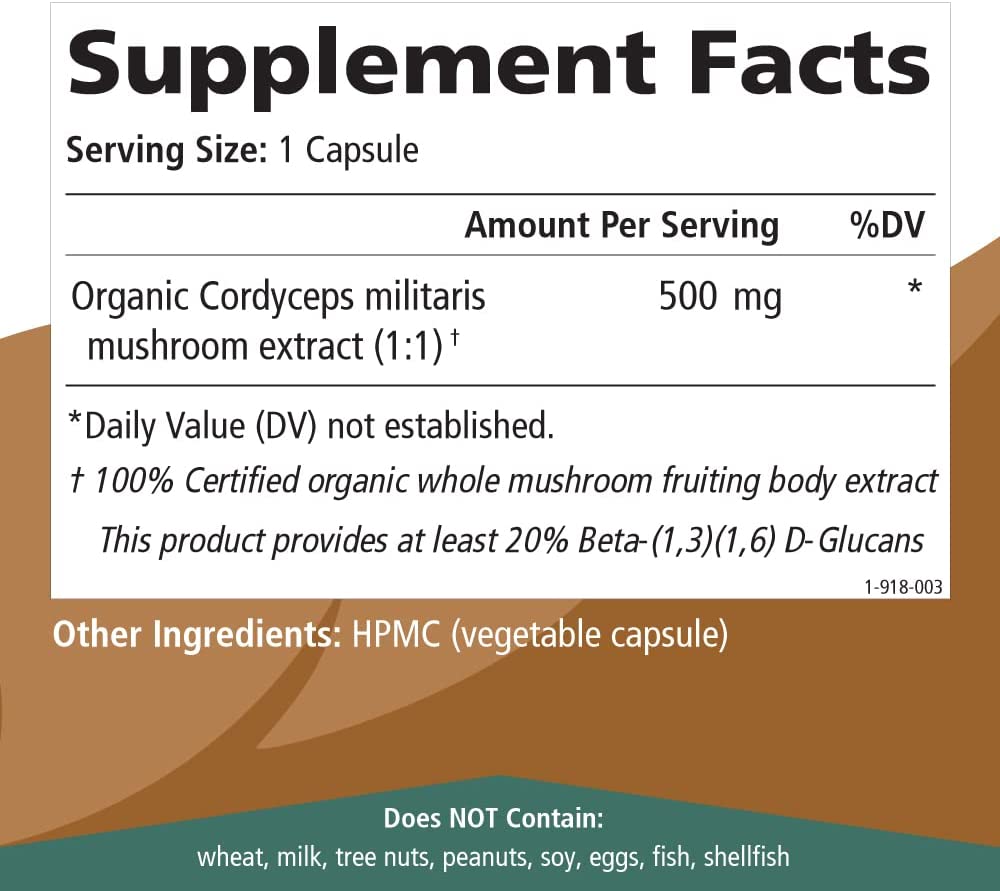 MyPure Cordyceps - Organic Mushroom Supplement - 100% Real Mushroom Extract 30 Capsules