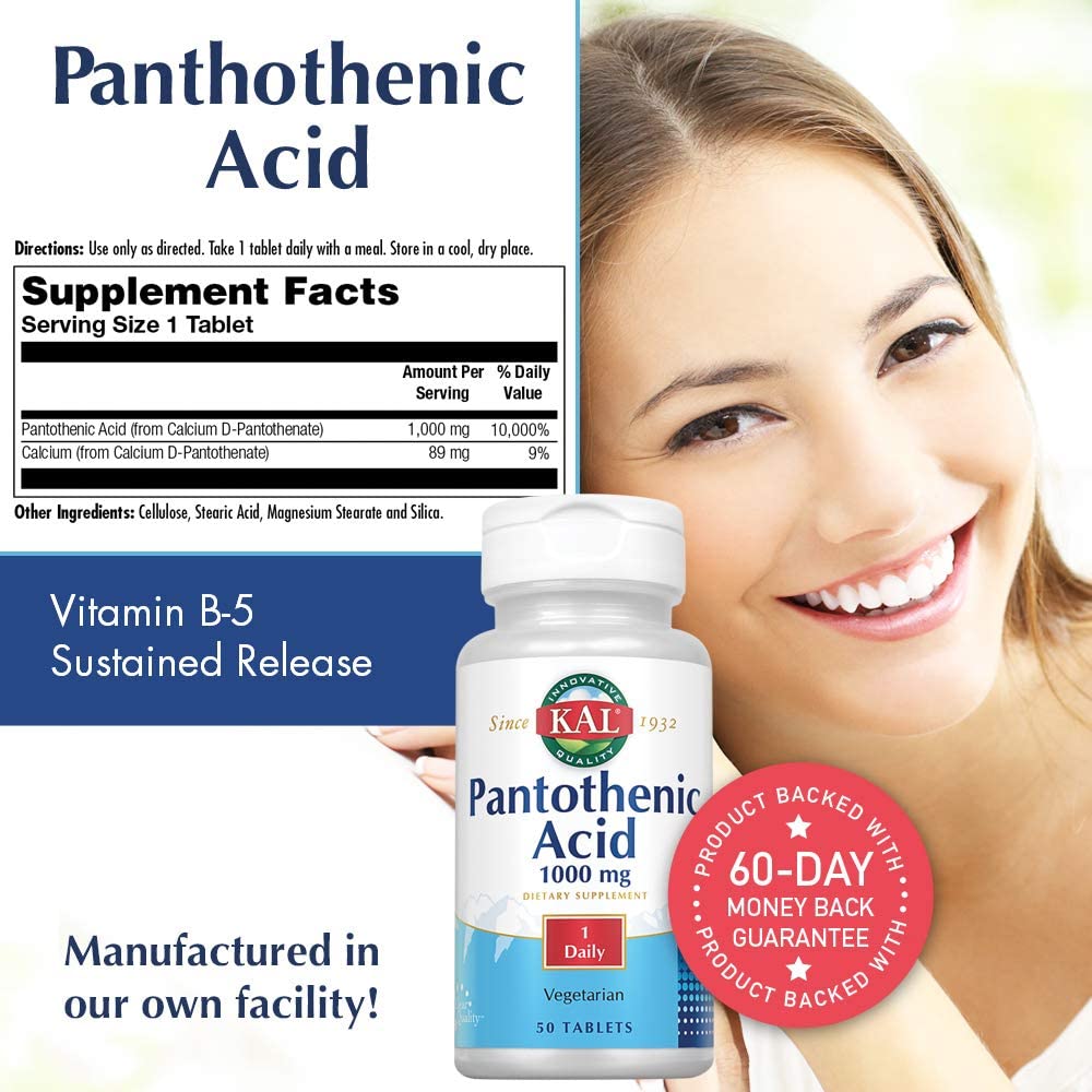 1000 Mg Pantothenic Acid, 50 Tablets