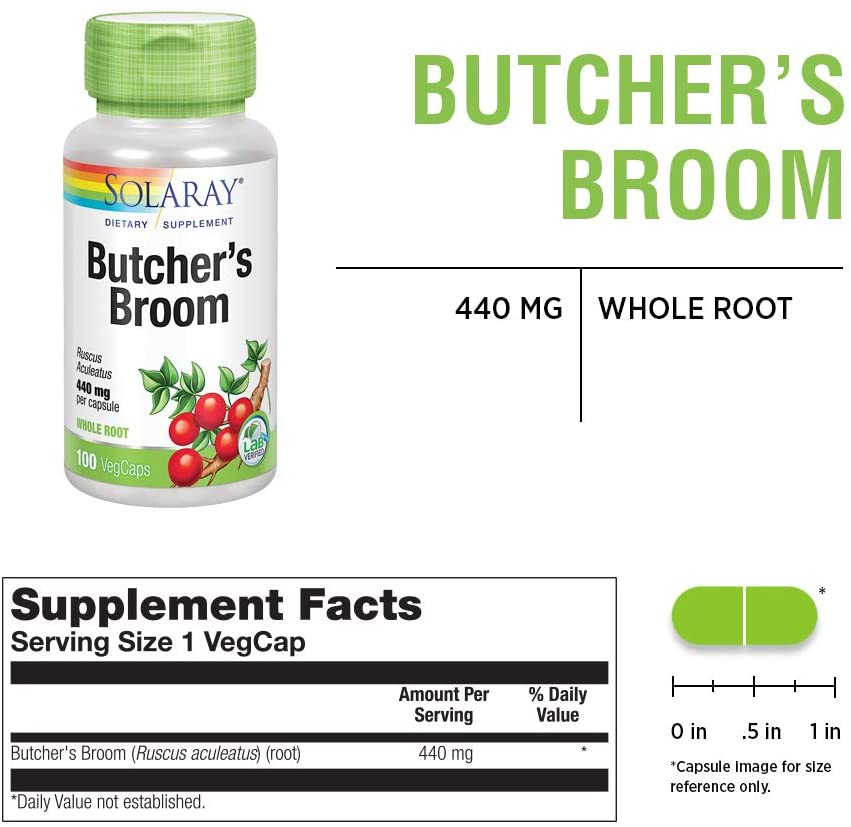 Solaray Butchers Broom 440 mg 100 VegCaps