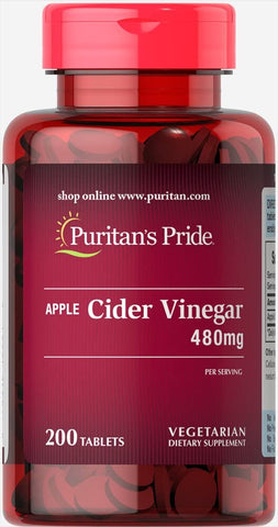 Puritan's Pride Apple Cider Vinegar 480 mg-200 Tablets