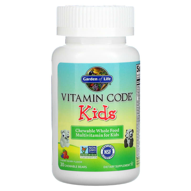 Vitamin Code, Kids, Chewable Whole Food Multivitamin, Cherry Berry, 30 Chewable Bears