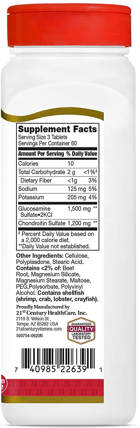 Glucosamine Chondroitin 500/400mg - Double Strength Tablets, 180 Count