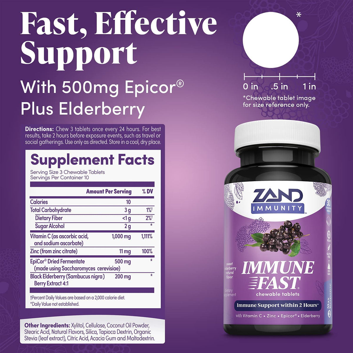 Immune Fast Elderberry Chews 30 Tablets, 10 Serv.