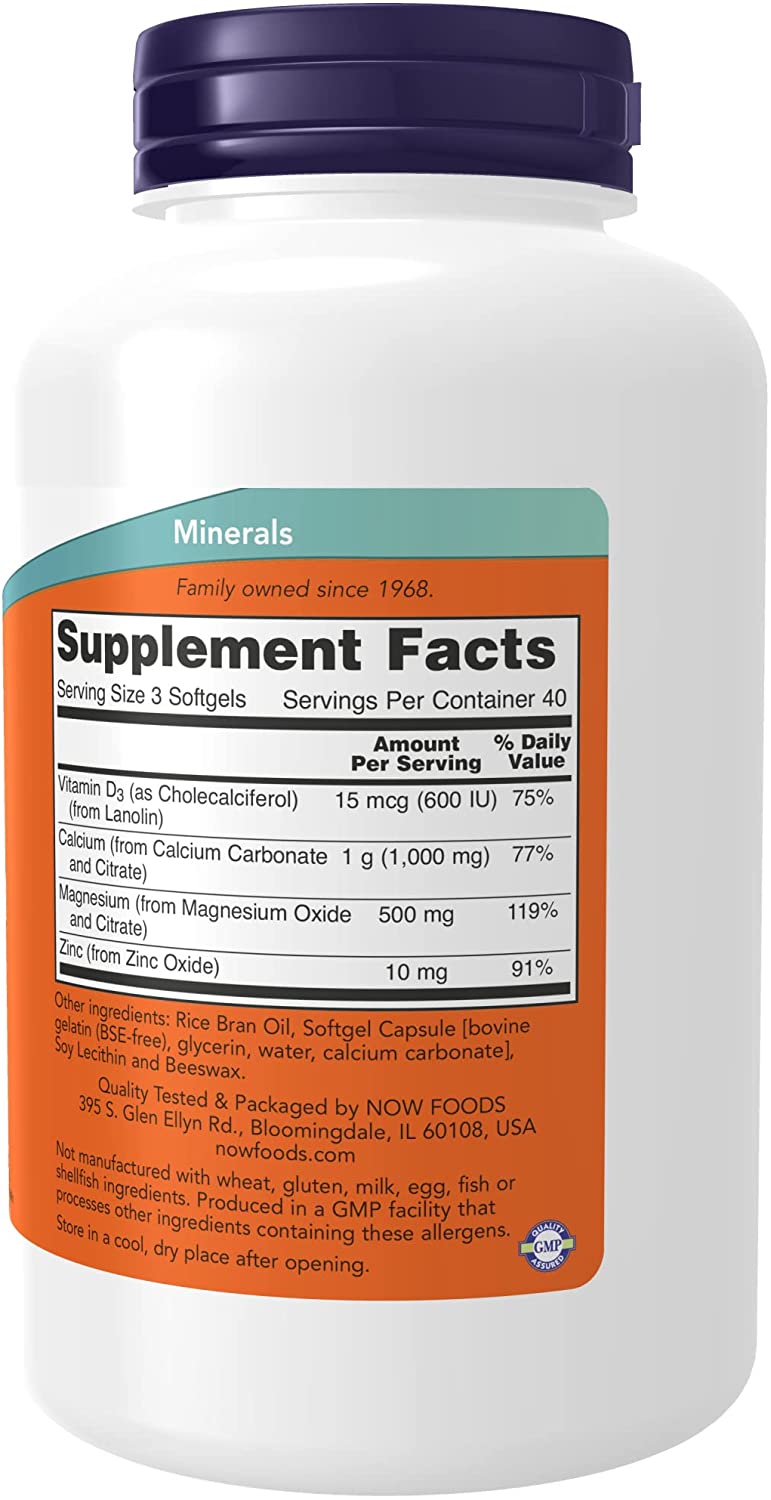 Calcium & Magnesium with Vitamin D-3 and Zinc, 120 Softgels