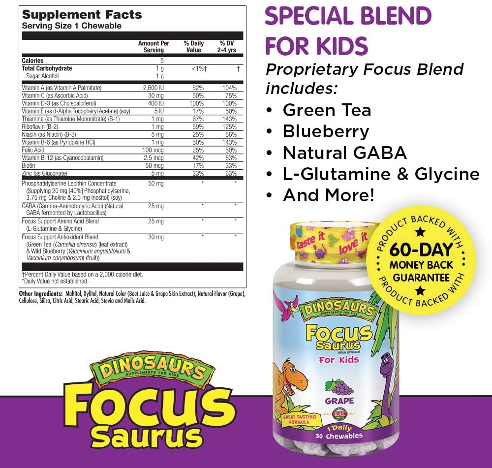 Focus-Saurus Grape, 30 Count
