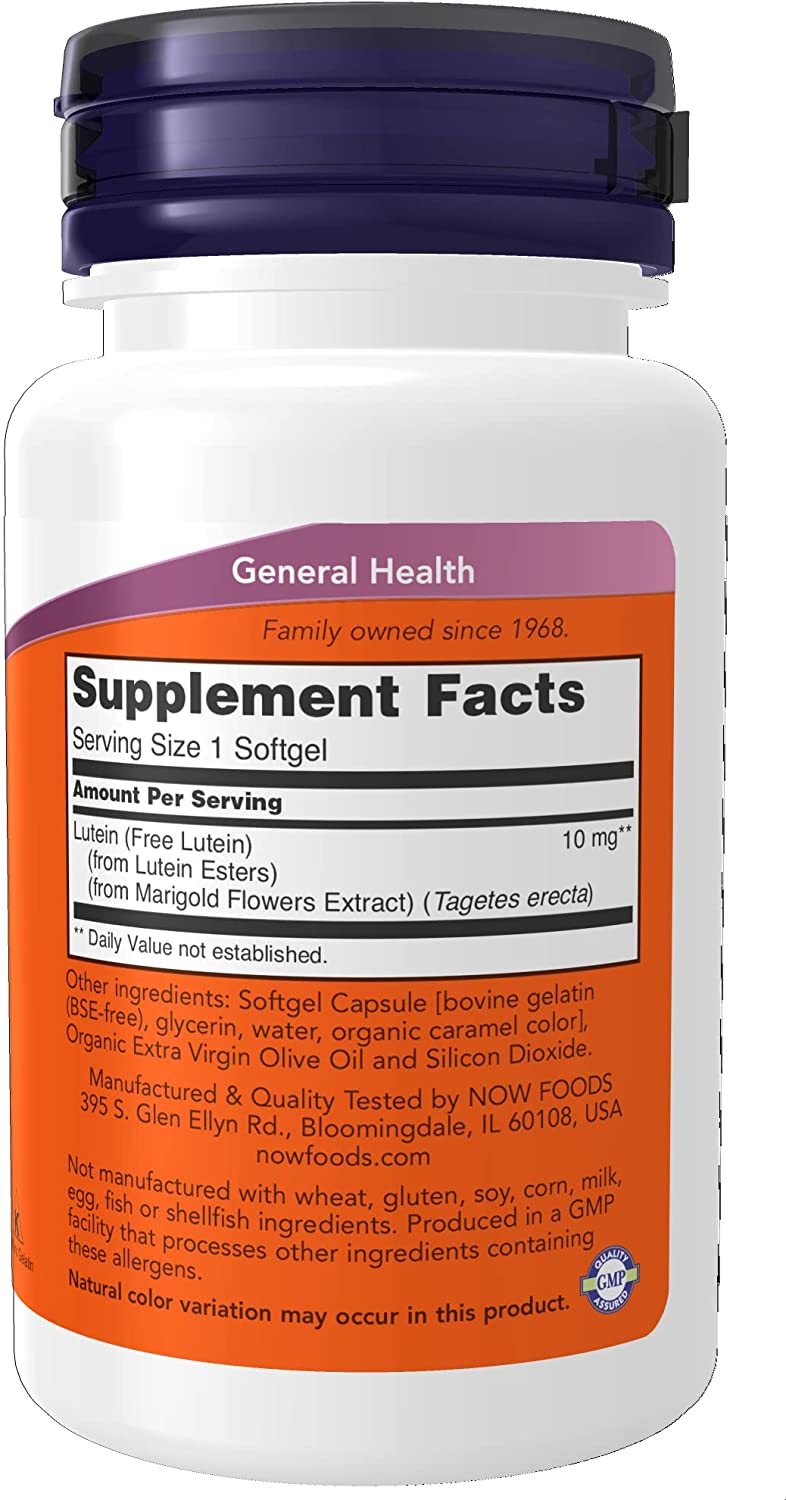 Lutein 10 mg with 10 mg of Free Lutein from Lutein Esters, 60 Softgels