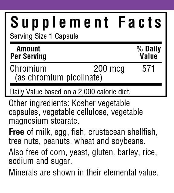 Chromium Picolinate 200 Mcg 100 Vegetable Capsules