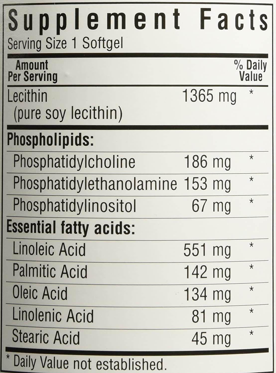 Lecithin 1365mg, 90 Count