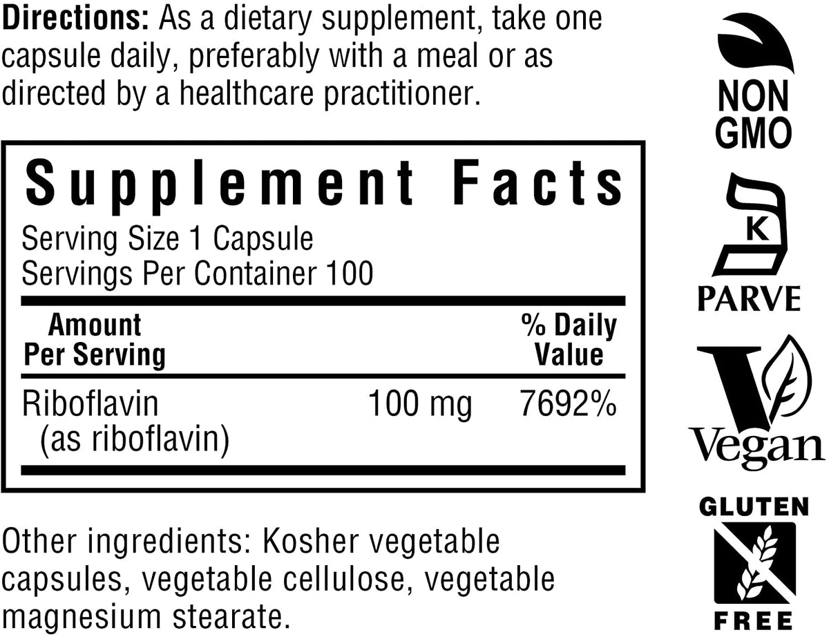 Bluebonnet Nutrition Vitamin B2 100 mg