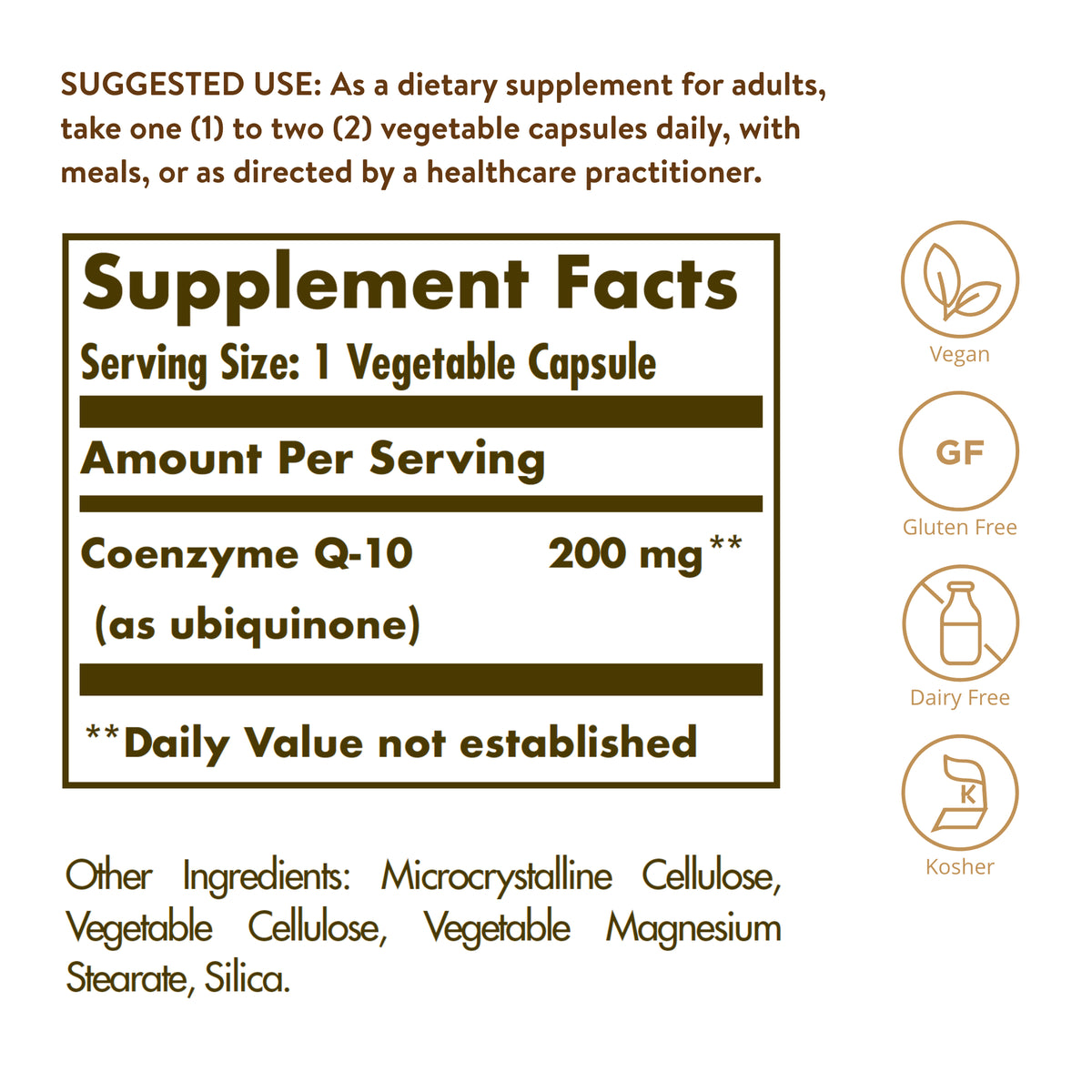 Vegan CoQ-10 200 mg Vegetable Capsules, 30 ct