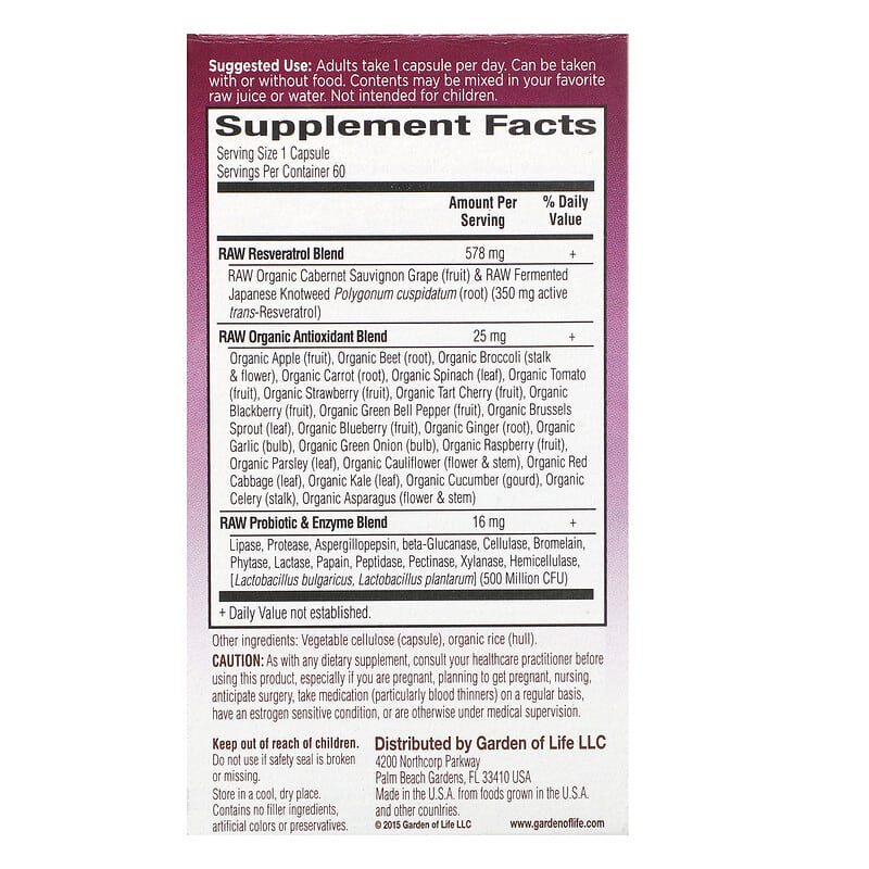 RAW Resveratrol, 350 mg, 60 Vegan Capsules