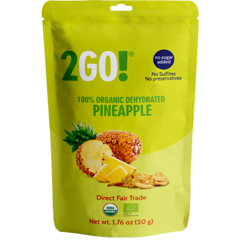 2go! Organic Dried Pineapple, 1.76 Oz