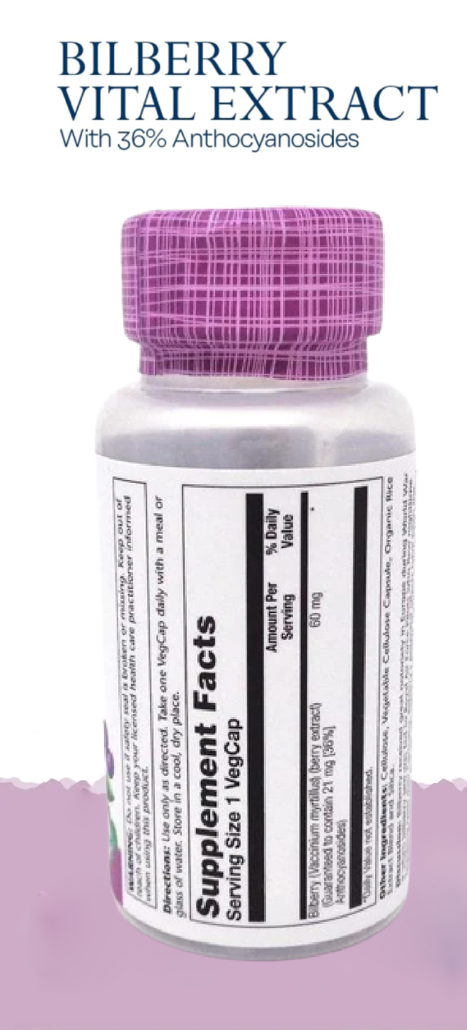 Bilberry Berry Extract 60 mg, 60 VegCaps