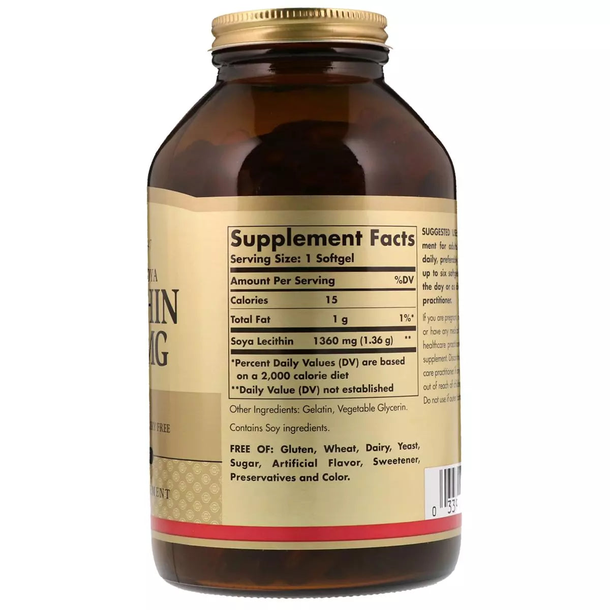Natural Soya Lecithin, 1,360 mg, 100 Softgels